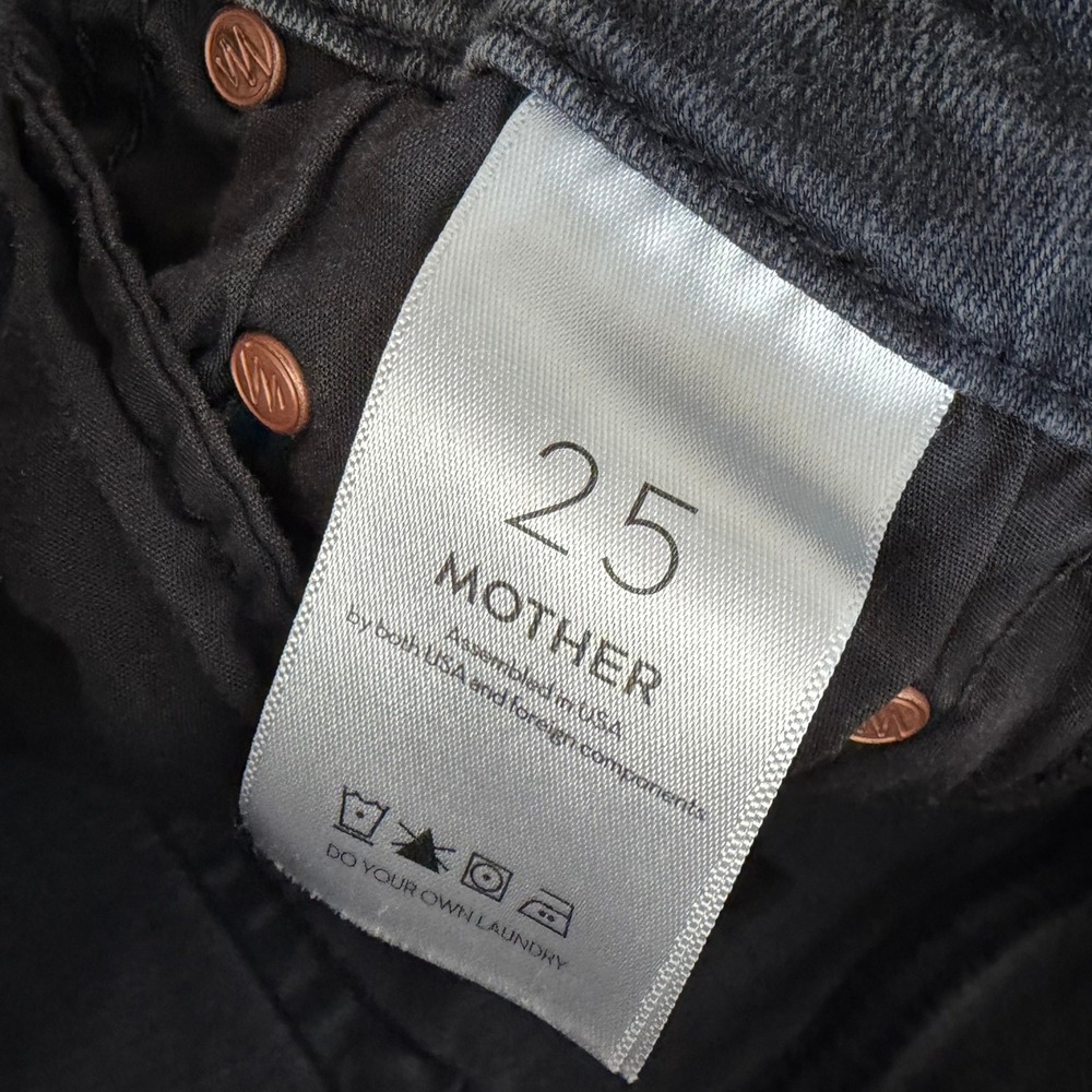 MOTHER High Waisted Looker Skinny Jeans Dancing In‎ The Dark Faded Black Size 25 - Picture 5 of 11